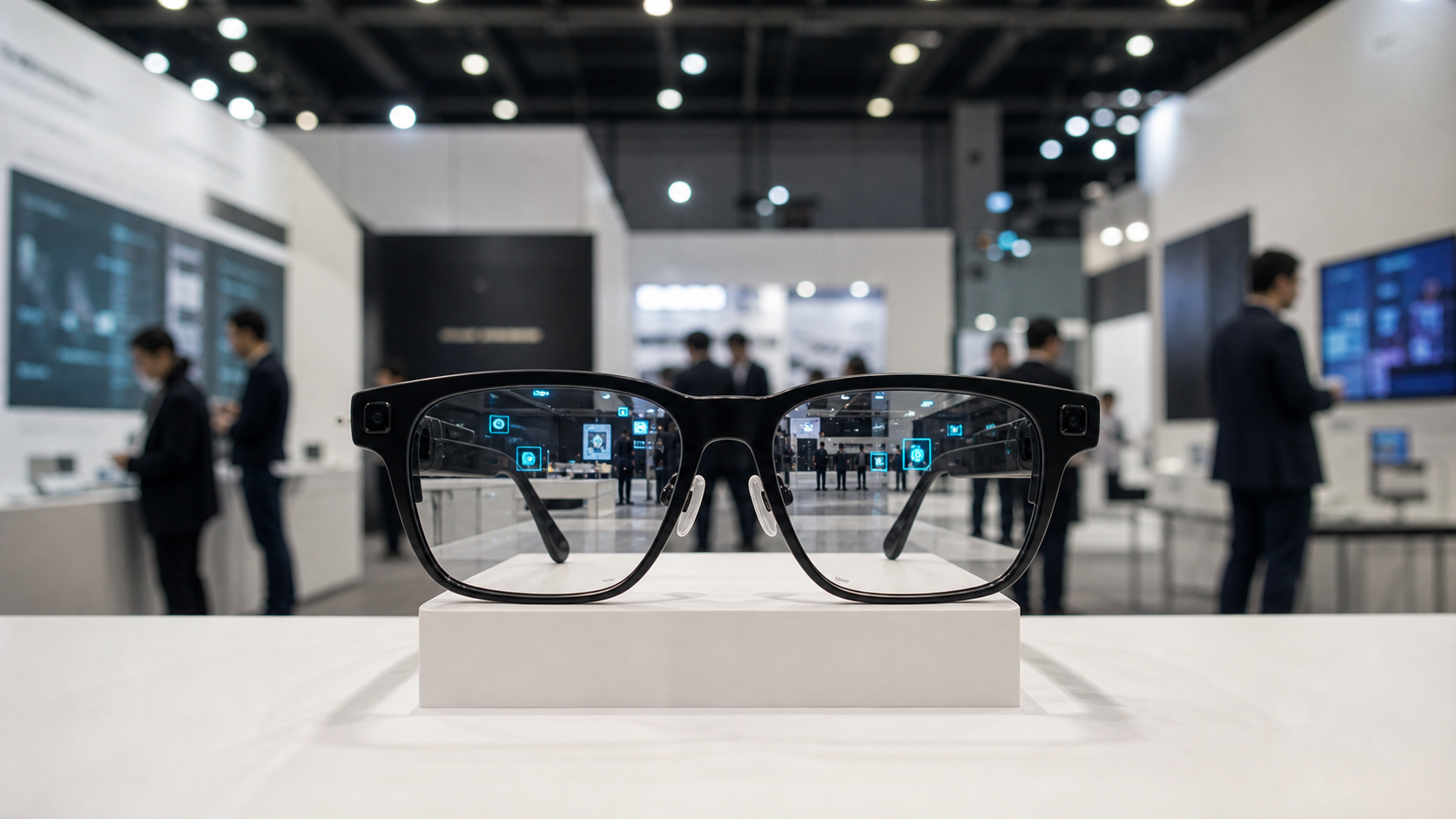 AR Glass 렌즈 위에 공간 정보와 인터페이스가 표시되는 장면